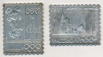 1980. "XXII. Nyári Olimpiai Játékok Moszkva 1980" Ag bélyeg érem (3.38g/0.835/27x22mm) + &...