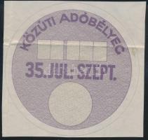 1935 Július-szeptember hónapra érvényes közúti adóbélyeg, kitöltetlen
