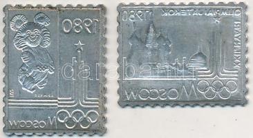 1980. "XXII. Nyári Olimpiai Játékok Moszkva 1980" Ag bélyeg érem (3,43g/0.835/27x22mm) + &...