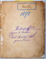 1694 Latin nyelvű kéziratos könyv, jogi téma, 250 beírt oldal, több kéz írása "Jurisprudentiae ...