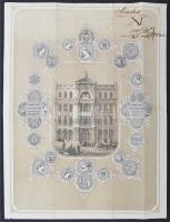 1820  Pest, Philipp Haas&Söhne Szőnyeg- és Bútorszövetgyárának díszes számlája 5 kr okmánybélyeg...