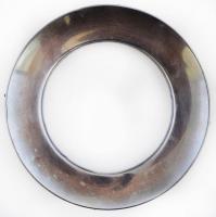 Régi  ezüst képkeret, Ag., br.:39gr., idegen fémjel, üveg és hátlap hiány, d:10,5cm / Old silver picture frame, leather, Ag. 39gr, foreign metal sign, glass and back cover deficit, d. 10.5cm