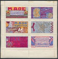 1918 MAOE kiállítás 6 db-os levélzáró  kisív