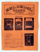 1930 Bp.V., Hutter és Schrantz Rt. mosdóasztalokat, összecsukható vaságyakat, kerti bútorokat bemutató, képekkel illusztrált katalógusa