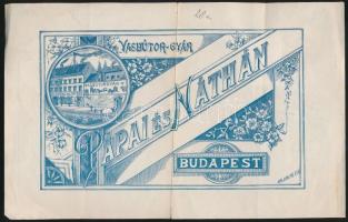 1898 Bp., Pápai és Náthán Vasbútorgyárának díszes fejléces számlája 1 kr okmánybélyeggel