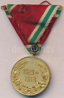 Bulgária 1933. "Háborús emlékmedál 1915-1918" aranyozott fém kitüntetés mellszalagon T:2
...