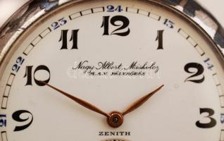 cca 1910 Miskolc, Nagy Mihály MÁV. pályaórás jelzett ezüst zsebóra. Zenith szerkezettel. HIbátlan sz...