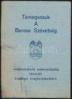 cca 1930 "Támogassuk a Baross Szövetség" virágkereskedő szakosztályába tömörült hivatásos virágkereskedőket" - címlistát tartalmazó szórólap