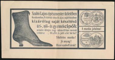 cca 1915 Kecskemét, Szabó Lajos cipészmester szórólapja