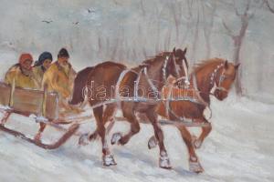 Mesterházy jelzéssel: Téli szán. Olaj, vászon, keretben, 40×50 cm