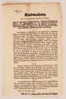 1853 Buda, A gőzhajó-közlekedésrőlés az ezzel kapcsolatos adózásról szóló német nyelvű hirdetmény