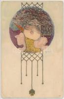 Art Nouveau postcard in badly restored condition s: Raphael Kirchner (r)