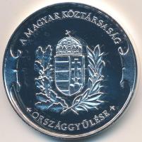 Bozó Gyula (1913-2004) DN "Magyar Köztársaság Országgyűlése" ezüstözött fém emlékérem dísztokban (42,5mm) T:PP