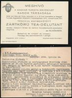 cca 1935 Turistasággal kapcsolatos kisnyomtatványok: Magyar Turista Szövetség meghívó levelezőlapjai
