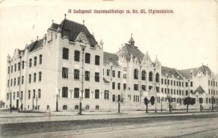 Budapest VIII. Tisztviselőtelep, Főgimnázium - 2 db régi képeslap, az épület és az első emeleti csar...