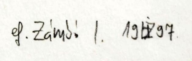 ef.Zámbó István (1950): Ikon. Egyedi beavatkozású print, merített papír, jelzett, számozott (12/20) ...