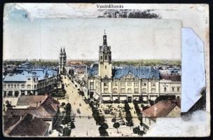 Kiskunfélegyháza, leporellolap vasútállomással  (b)