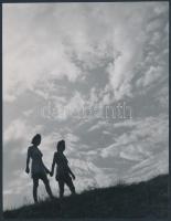 cca 1942 Korschelt Miklós (1900-1982): Tavasznak alkonya, pecséttel jelzett vintage fotóművészeti alkotás, 21x16 cm