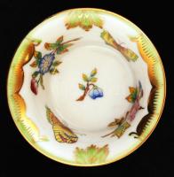 Herendi Viktória mintás karmos tálka, kézzel festett, jelzett, kopott aranyozás, d:7 cm, m:4,5 cm