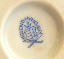 Herendi Viktória mintás karmos tálka, kézzel festett, jelzett, kopott aranyozás, d:7 cm, m:4,5 cm