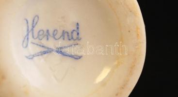 Herendi virágos fogpiszkálótartó, kézzel festett, jelzett, hibátlan, m:6,5 cm