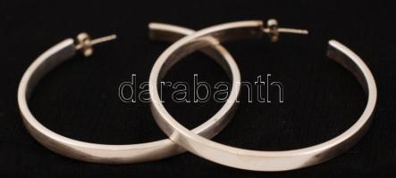 Ezüst karika-fülbevaló, Ag, nettó: 9,3gr., jelzett, d:5cm /Silver hoop earrings, Ag, net.: 9,3gr, marked, d: 5cm