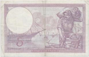 Franciaország 1922. 5Fr T:III tűlyuk
France 1922. 5 Francs C:F needle hole