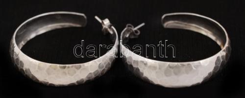 Ezüst karika-fülbevaló, Ag, nettó: 15,7gr., jelzett, d:4cm /Silver hoop earrings, Ag, net.: 15,7gr, marked, d: 4cm