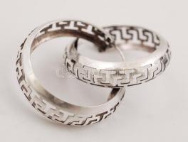 Ezüst karika-fülbevaló és karkötő versace mintával, Ag, nettó: 23,4gr., jelzett, d:3cm; 6,5cm /Silve...