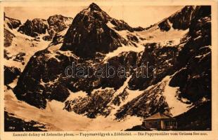 Tátra, Magas Tátra, Vysoké Tatry; Papyrus-völgyek a Zöld-tótól, menedékház / view of the Papyrus valley from the lake, rest house (EB)