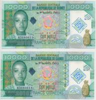 Guinea 2010. 10.000Fr (2x) sorszámkövetők T:I Guinea 2010. 10.000 Francs (2x) sequential serials C:UNC