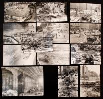 1963 Budapest, Astoria állomás, metró építkezés föld felett és föld alatt, 13 db vintage fotó, 9x14 cm és 13x18 cm