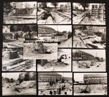 1986 Budapest, Gyöngyösi úti metró építkezés, 13 db datált, vintage fotó, 9x14 cm