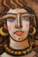 Scheiber Hugó  (1873-1950): Sárga gyöngysoros hölgy. Vegyes technika, papír, jelzett, üvegezett kere...