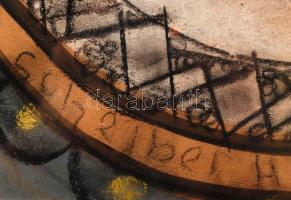 Scheiber Hugó  (1873-1950): Sárga gyöngysoros hölgy. Vegyes technika, papír, jelzett, üvegezett kere...