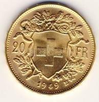 Svájc 1949B  20Fr Au 6,452g T:2