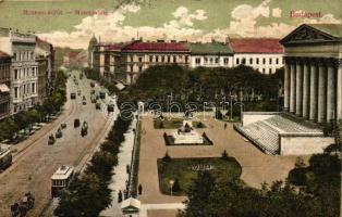 Budapest VIII. Múzeum körút, Nemzeti Múzeum, villamosok, Divald Károly (EB)