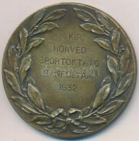 1932. "M. Kir. Honvéd Sportoktató Tanfolyam 1932. I." Br díjérem (40mm) T:2