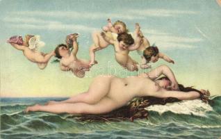 Die Geburt der Venus / Erotic nude art postcard, litho s: Alexander Cabanel (EK)
