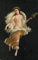 Flora / Erotic nude art postcard, litho s: Pompeji