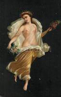 Flora / Erotic nude art postcard, litho s: Pompeji