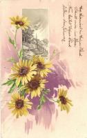 Flowers, Sunflower, litho greeting card, A. & M.B. No. 189 (EK)