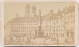 1868 München, Marien platz, keményhátú fotó, 6x10cm