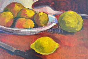 Barcsay jelzéssel: Asztali csendélet. Olaj, farost, 38×30 cm