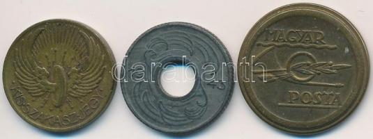 1936. "BSZKRT / Kis szakaszjegy" Cu zseton + 1943. "Váltójegy" Zn + DN "Mag...