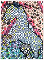 Sugár Gábor (1976- ): Ágaskodó ló. Akril, vászon, jelzett, 70×50 cm