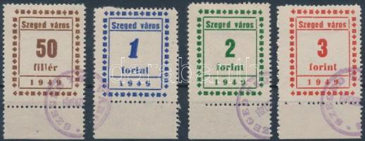 1949 Szeged városi illeték teljes sor 50f, 1Ft, 2Ft és 3Ft (14.500)