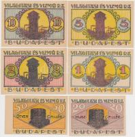 Budapest 1920. 20f + 50f + 1K + 2K + 5K + 10K "Világítási és Vízmű Rt." utalványok T:I
Hu...
