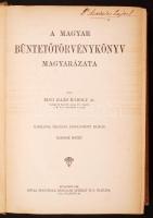 Edvi Illés Károly: A magyar büntetőtörvénykönyv magyarázata. I-II köt.  A III. kötet hiányzik. Harma...
