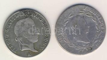 Ausztria/magyar verdejel 1830E 20Kr Ag T:4+ + 1842E 20Kr Ag T:3 fny
